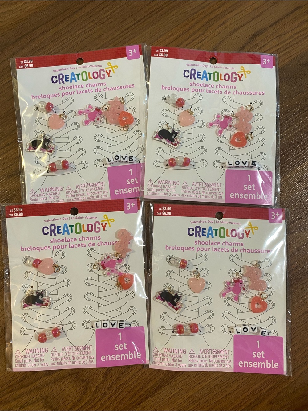 โจ8/$10. Creatology Kids Pink Valentine Shoelace Charms. 4 sets